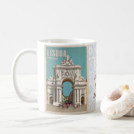 Vintage Reiseplakat. Lissabon, Augusta Kaffeetasse