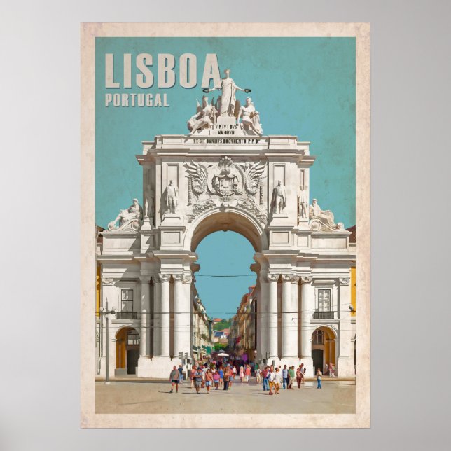 Vintage Reiseplakat. Lissabon, Augusta Poster (Vorne)