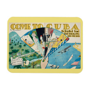 Vintage-Reiseplakat-Magnet 'Kommen Sie nach Kuba' Magnet