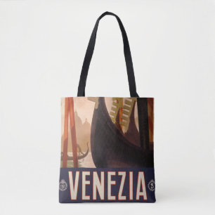 Vintage-Reiseplakat mit einem Kanal in Venedig