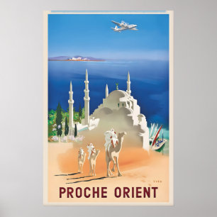 Vintage Reiseplakat Naher Osten Druck Proche Poster