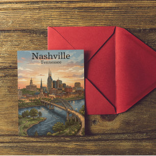 Vintage-Reiseplakat Nashville Tennessee Skyline Ku Postkarte