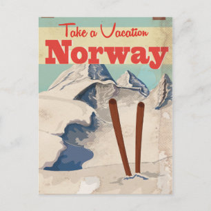 Vintage-Reiseplakat Norwegen Postkarte