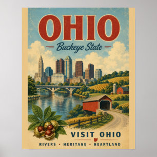 Vintage-Reiseplakat Ohio State mit Heartland La Poster