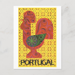 Vintage-Reiseplakat Portugal mit Hahn Postkarte