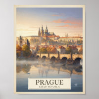 Vintage-Reiseplakat Prag Tschechische Republik