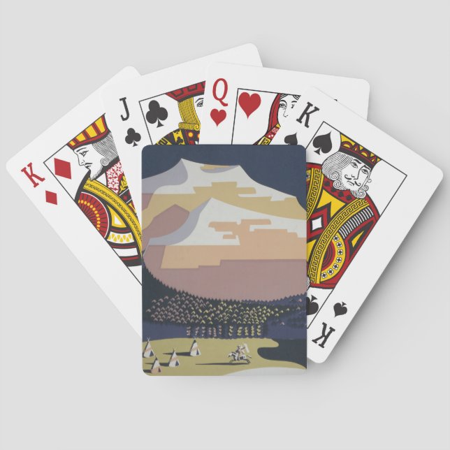 Vintage Reiseplakat Reiseförderung nach Montana Spielkarten (Rückseite)