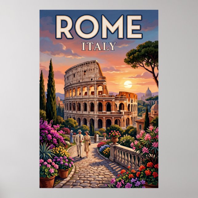 Vintage-Reiseplakat Rom Wandkunst Poster (Vorne)