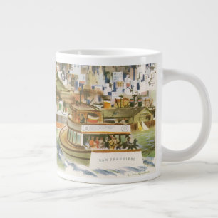 Vintage-Reiseplakat San Francisco Bay Ferryboat Jumbo-Tasse