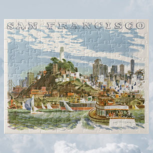 Vintage-Reiseplakat San Francisco Bay Ferryboat Puzzle