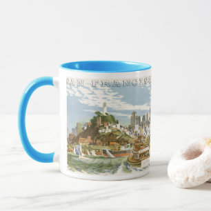 Vintage-Reiseplakat San Francisco Bay Ferryboat Tasse