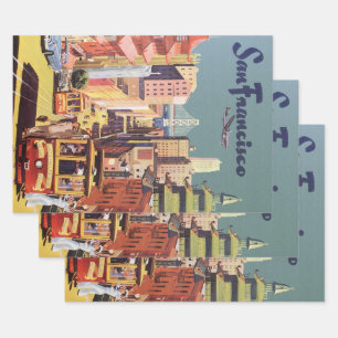 Vintage-Reiseplakat San Francisco Cable Cars Geschenkpapier Set