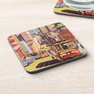 Vintage-Reiseplakat San Francisco Cable Cars Getränkeuntersetzer