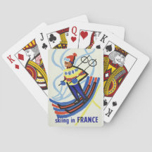 Vintage-Reiseplakat Skifahren in Frankreich