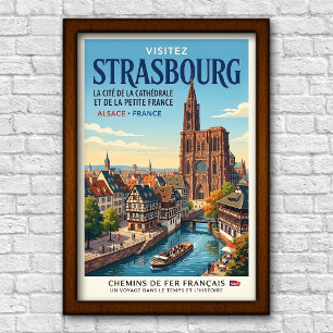 Vintage-Reiseplakat Straßburg, Frankreich, 1960er Poster