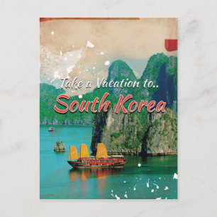 Vintage-Reiseplakat Südkorea Postkarte