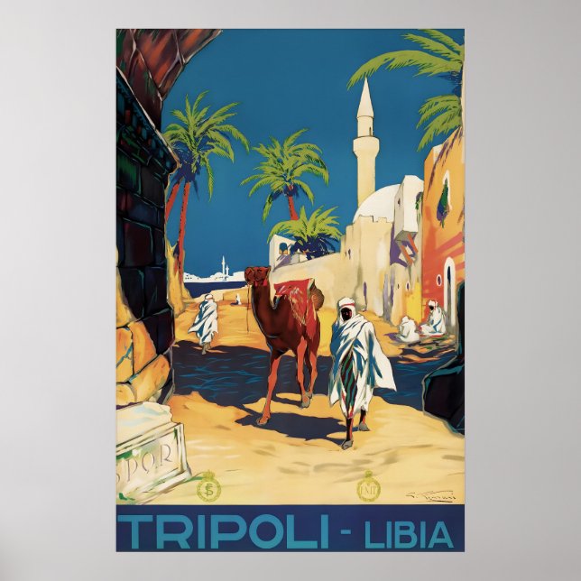 Vintage-Reiseplakat Tripolis Libyen, Kamel Poster (Vorne)