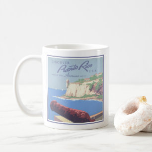 Vintage-Reiseplakat zur Förderung Puerto Ricos Kaffeetasse