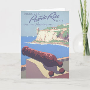 Vintage-Reiseplakat zur Förderung Puerto Ricos Karte