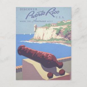 Vintage-Reiseplakat zur Förderung Puerto Ricos Postkarte