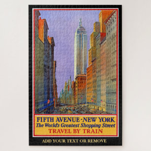 Vintage Reiseplakatansicht Fifth Avenue New York, Puzzle