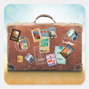 Vintage-Reiseplakate Quadratischer Aufkleber