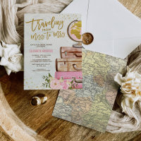 Vintage Reiseplan Brautparty Pink Gold Floral