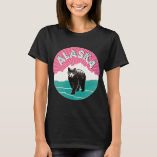 Vintage-Reiseposter, Alaska Schwarzbär im Schnee T-Shirt