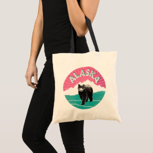 Vintage Reiseposter, Alaska Schwarzbär im Schnee Tragetasche