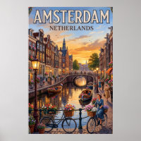 Vintage-Reiseposter Amsterdam-Wandkunst