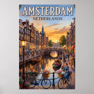 Vintage-Reiseposter Amsterdam-Wandkunst Poster