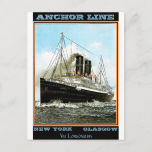 Vintage Reiseposter: Anchor Line Postkarte