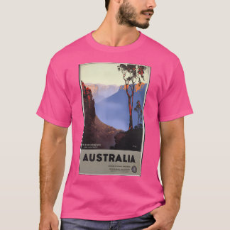 Vintage-Reiseposter Blaue Berge Australien T-Shirt