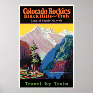 Vintage-Reiseposter – Colorado Rockies, Schwarz Poster