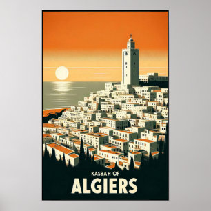 Vintage Reiseposter der Kasbah von Algier aus den Poster