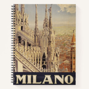 Vintage Reiseposter der Kathedrale in Mailand, Ita Notizbuch