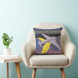 Vintage-Reiseposter, Florida aus der Luft Flugzeug Kissen