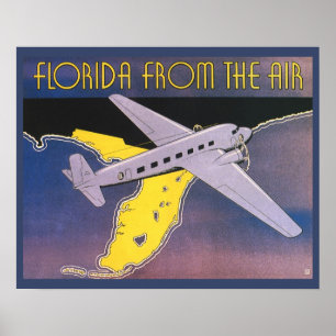 Vintage Reiseposter, Florida aus der Luft Flugzeug Poster