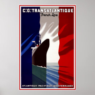 Vintage-Reiseposter Französische Liner Poster