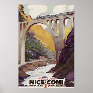 Vintage Reiseposter Französische Nizza Coni Eisenb Poster