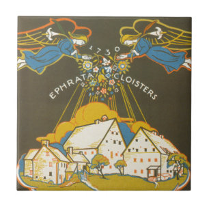 Vintage-Reiseposter für das Ephrata Cloister Fliese