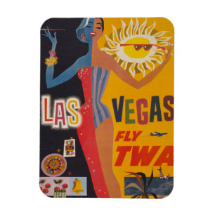 Vintage-Reiseposter für Flüge mit Twa nach Las Veg Magnet