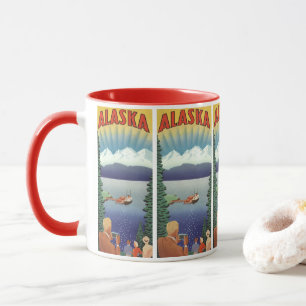 Vintage Reiseposter, landschaftliche Alaska-Landsc Tasse