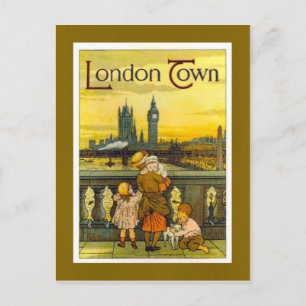 Vintage Reiseposter, London Town, Postkarte