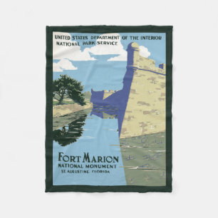 Vintage-Reiseposter mit Fort Marion Fleecedecke