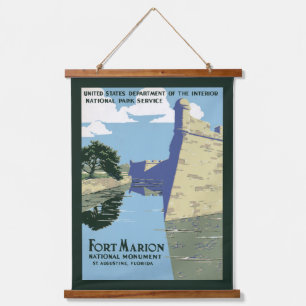 Vintage-Reiseposter mit Fort Marion Wandteppich Mit Holzrahmen