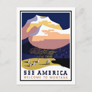 Vintage-Reiseposter, Montana Postkarte