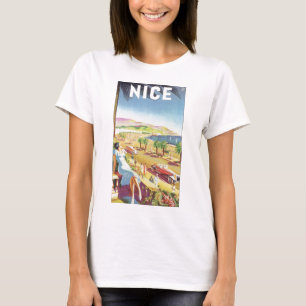 Vintage Reiseposter, Nizza, Frankreich Französisch T-Shirt