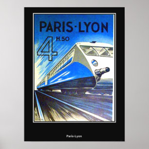 Vintage-Reiseposter Paris-Lyon Frankreich Poster