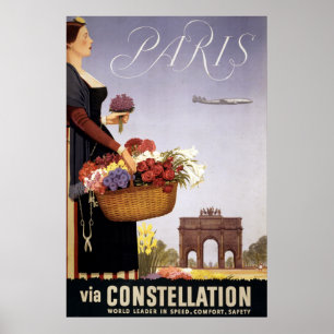 Vintage-Reiseposter, Paris via Constellation Poster